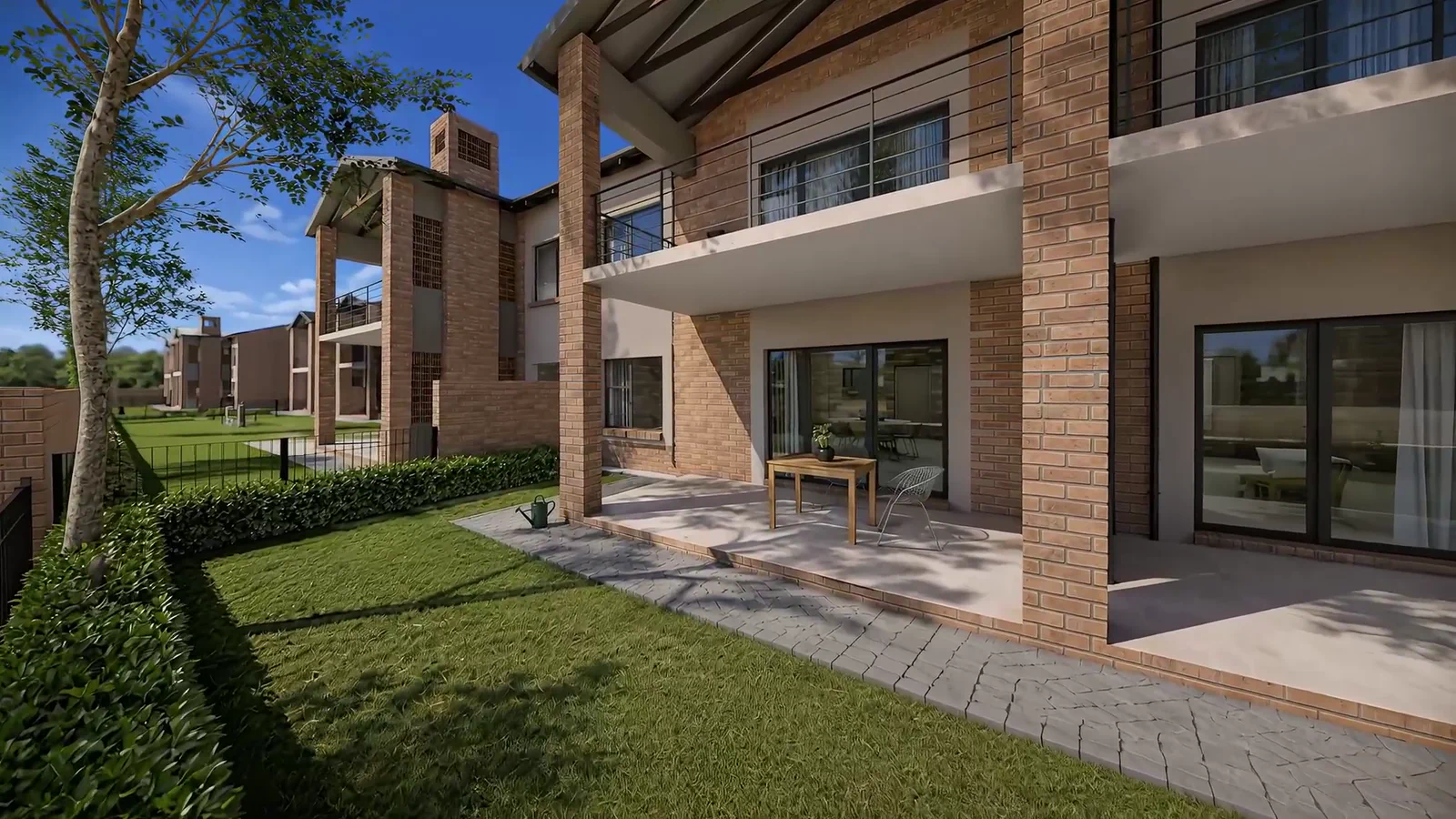 iQ Bronberg stack homes and landscaped garden render